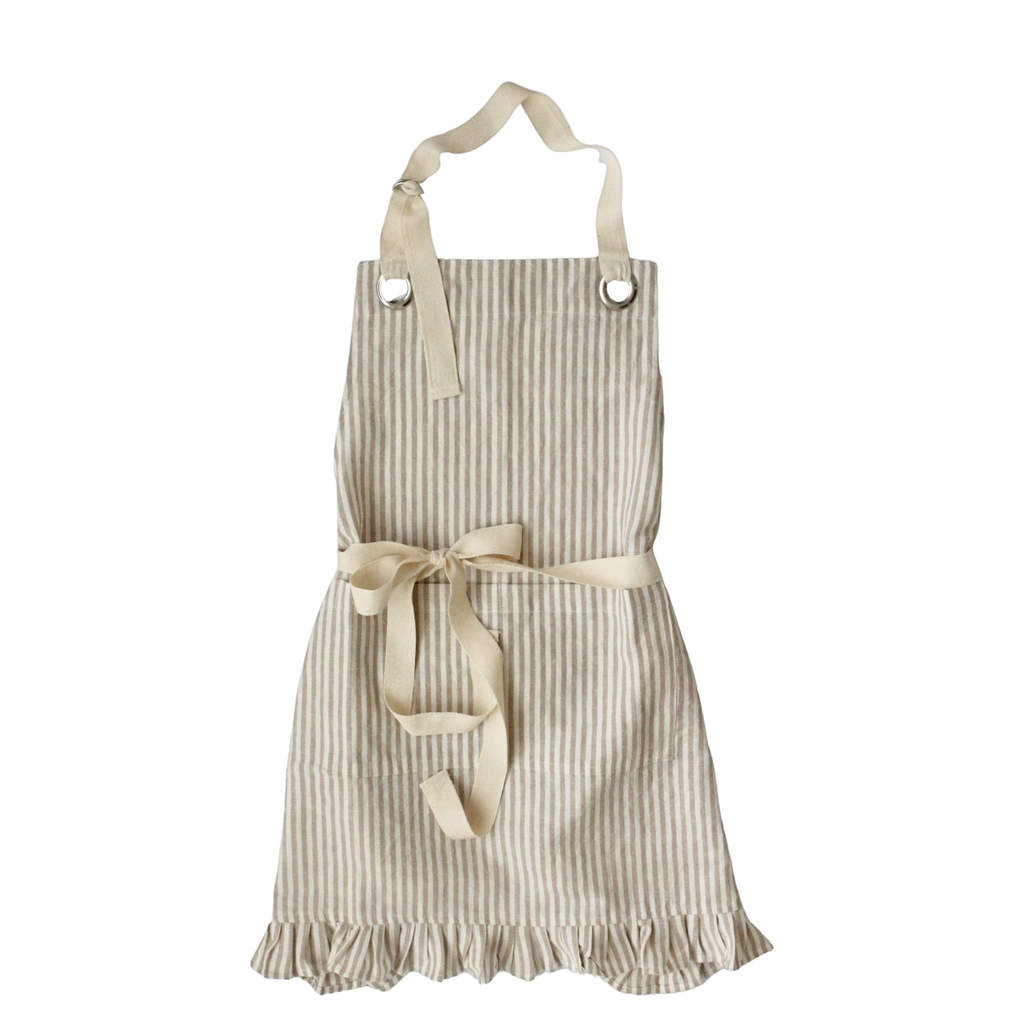 Green Ruffle Pinstripe Apron