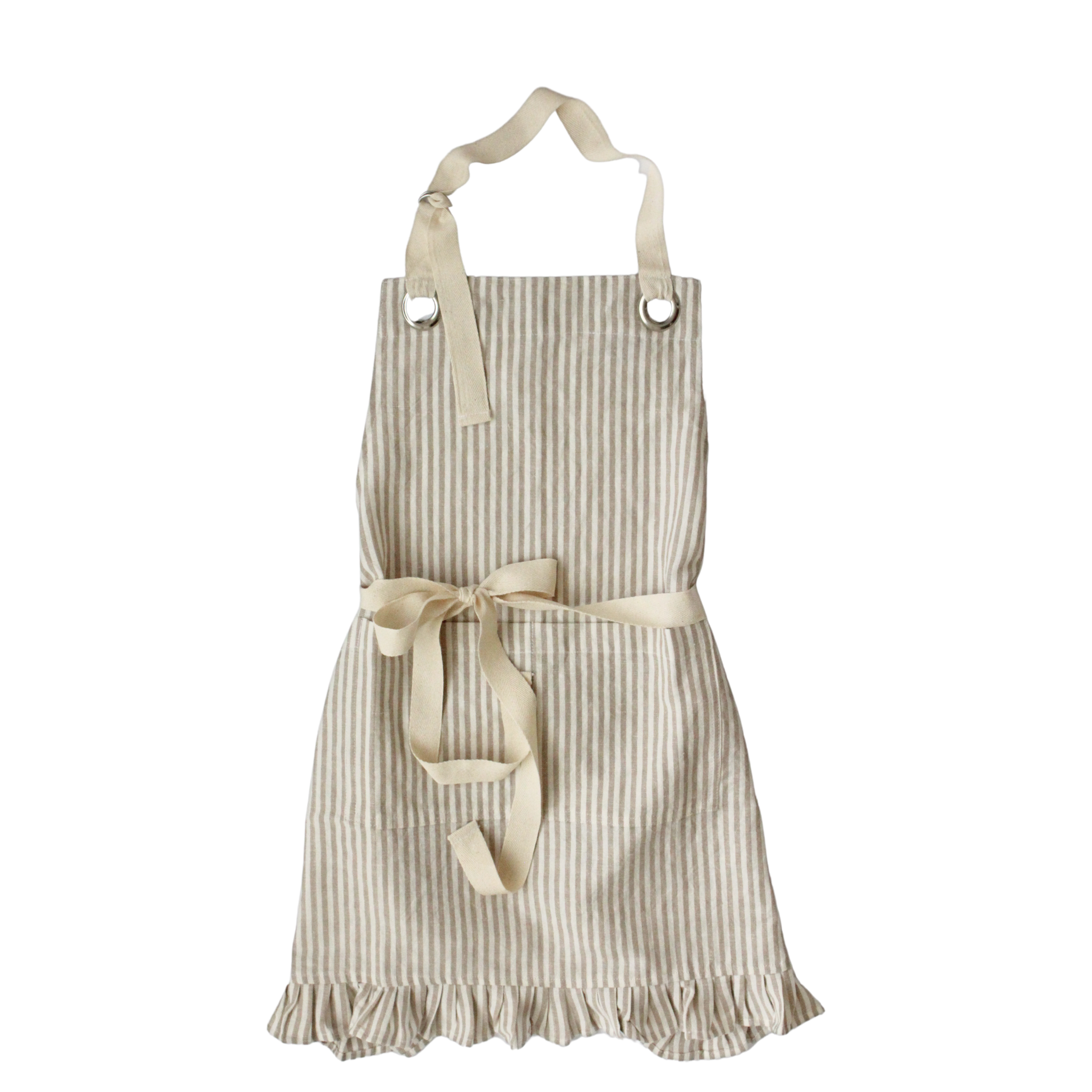 Green Ruffle Pinstripe Apron