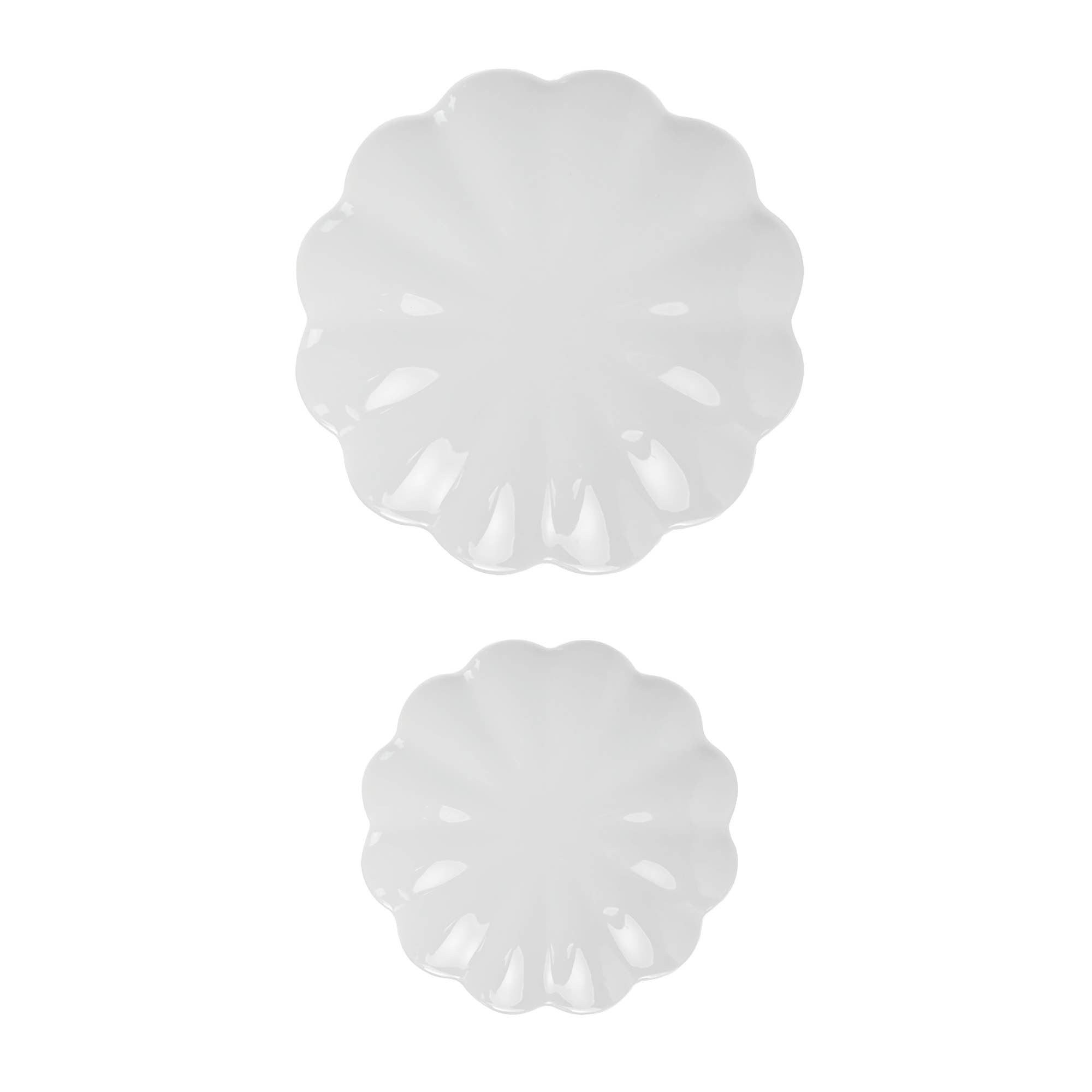 White Scalloped Serving Tray | Set of Two