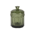 Green Vintage Cottage Bloom Pressed Glass Jar