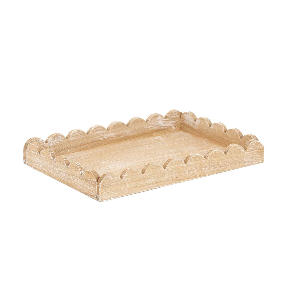 13x9x2 Scalloped Acacia Rectangle Tray