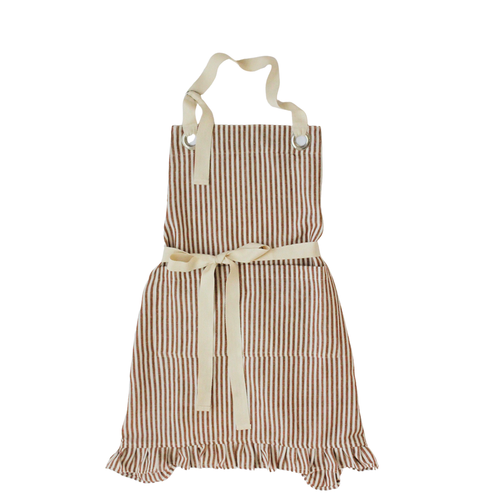 Green Ruffle Pinstripe Apron