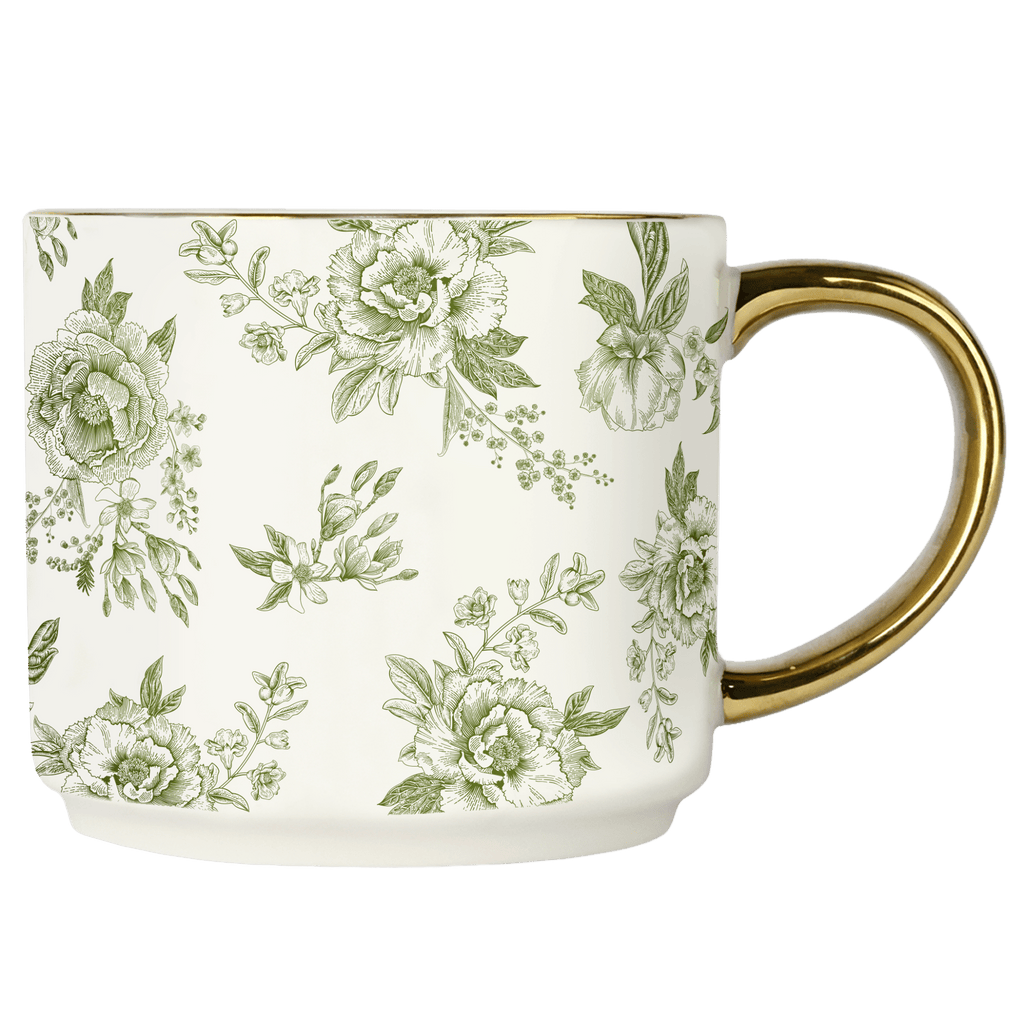 Green Delft Mug 14oz | Sage & Gold