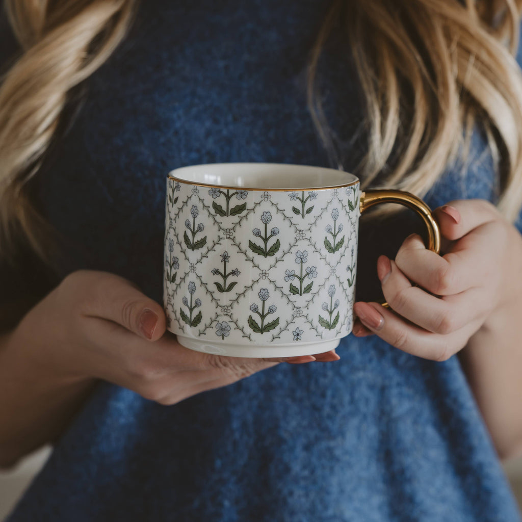 Floral Quilt Mug 14oz | Something Blue