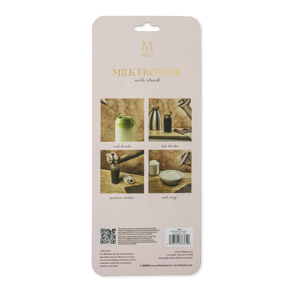 Rose Quartz & Gold | Handheld Milk Frother