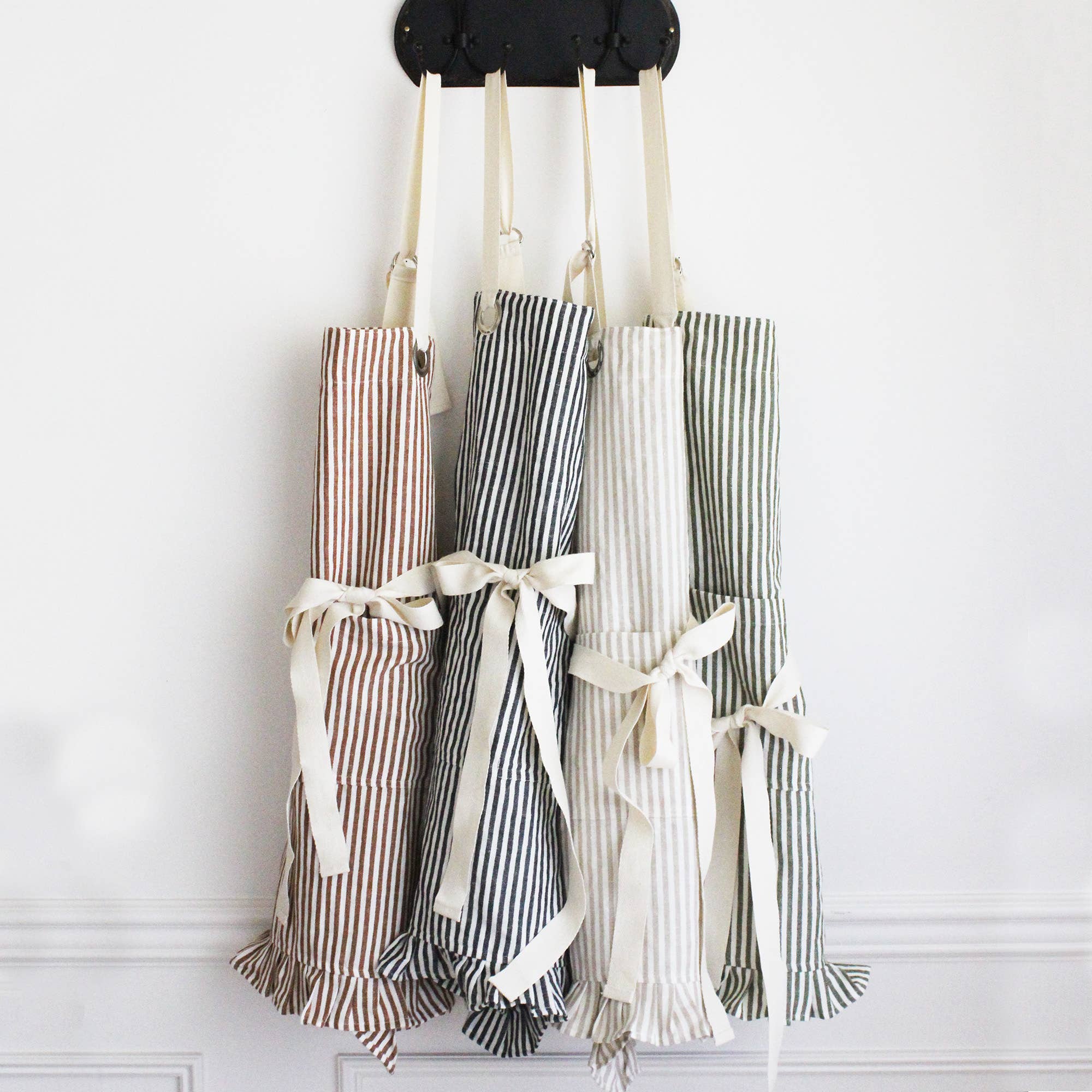Black Ruffle Pinstripe Apron