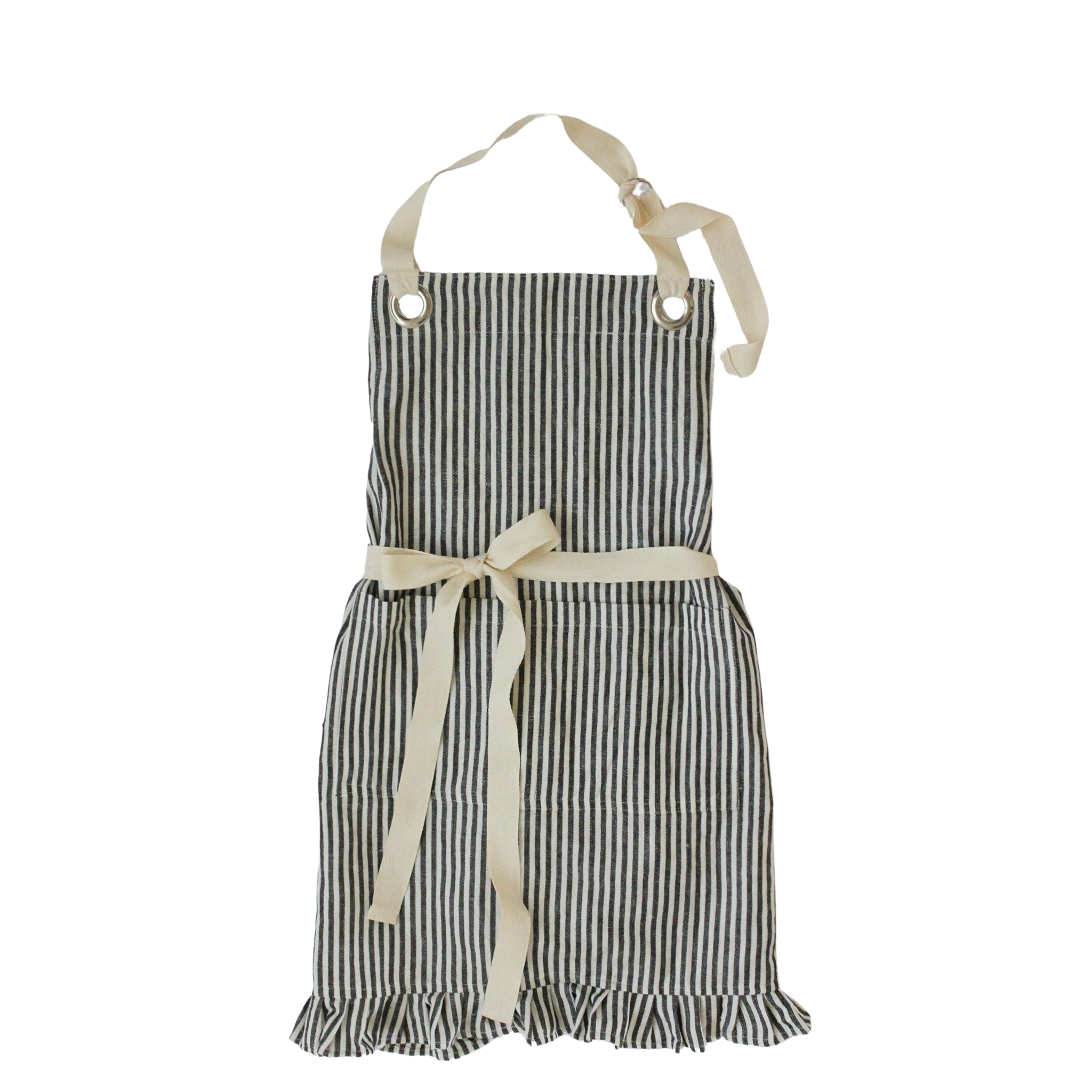 Green Ruffle Pinstripe Apron