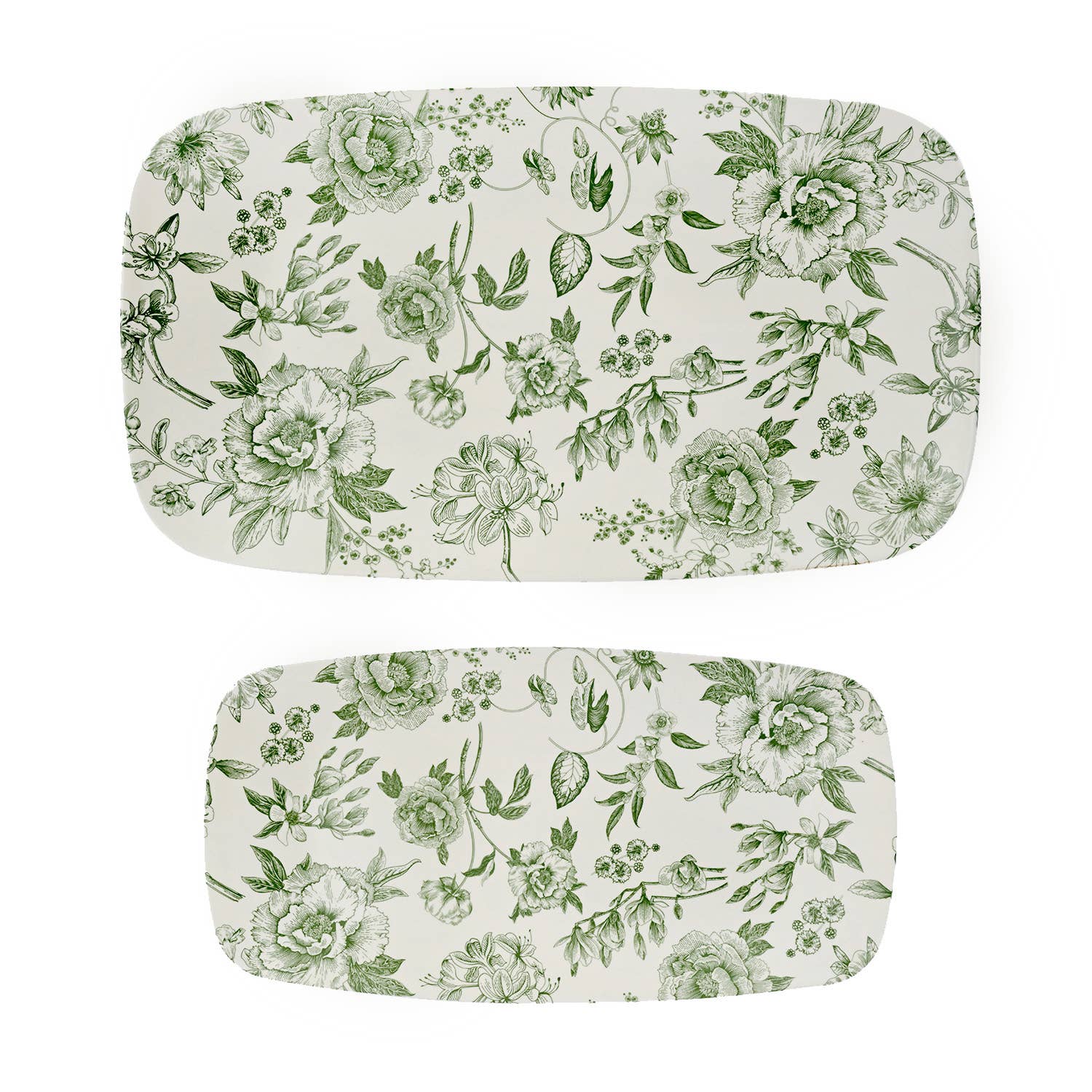 Green Delft Stacking Melamine Trays | Set of Two