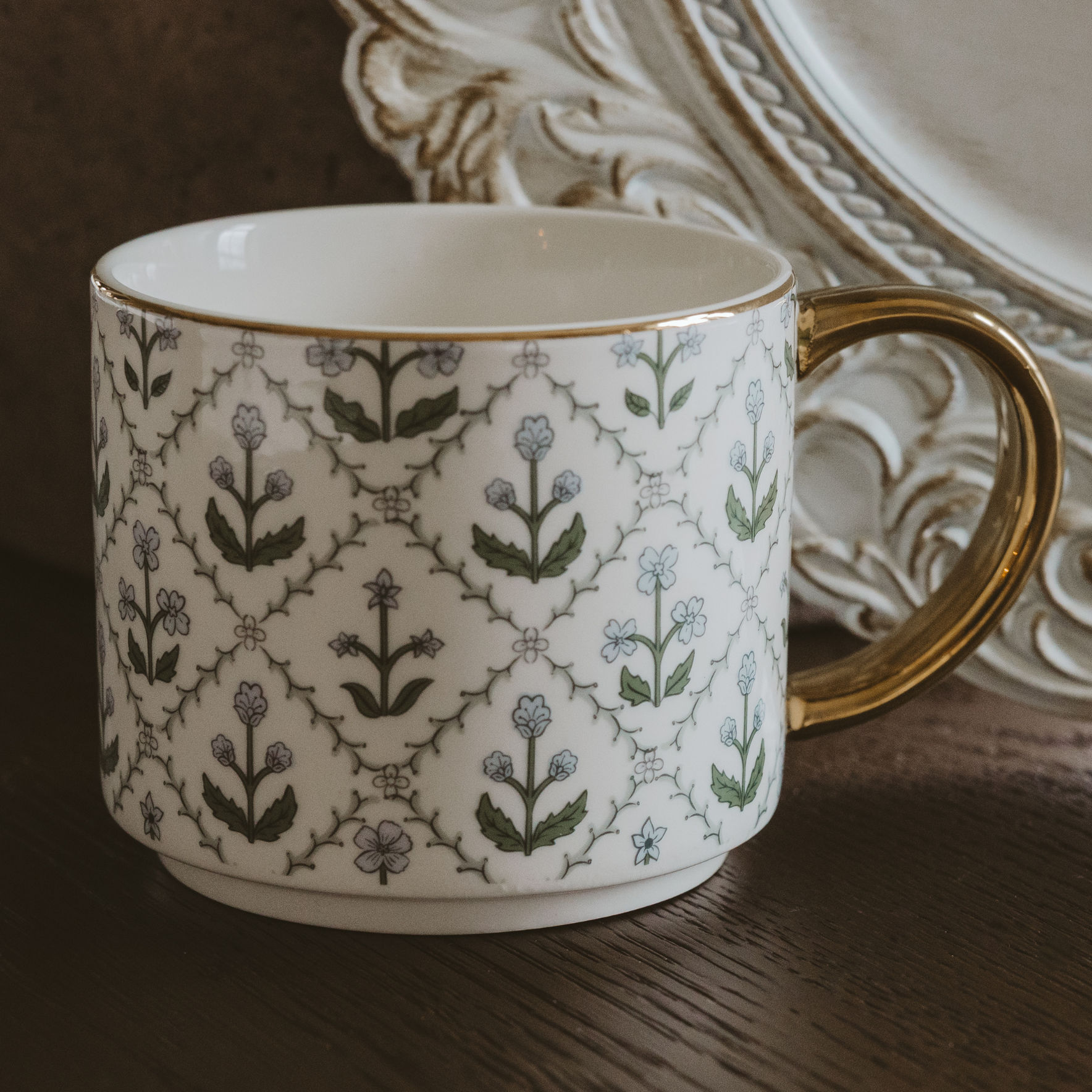 Floral Quilt Mug 14oz | Something Blue
