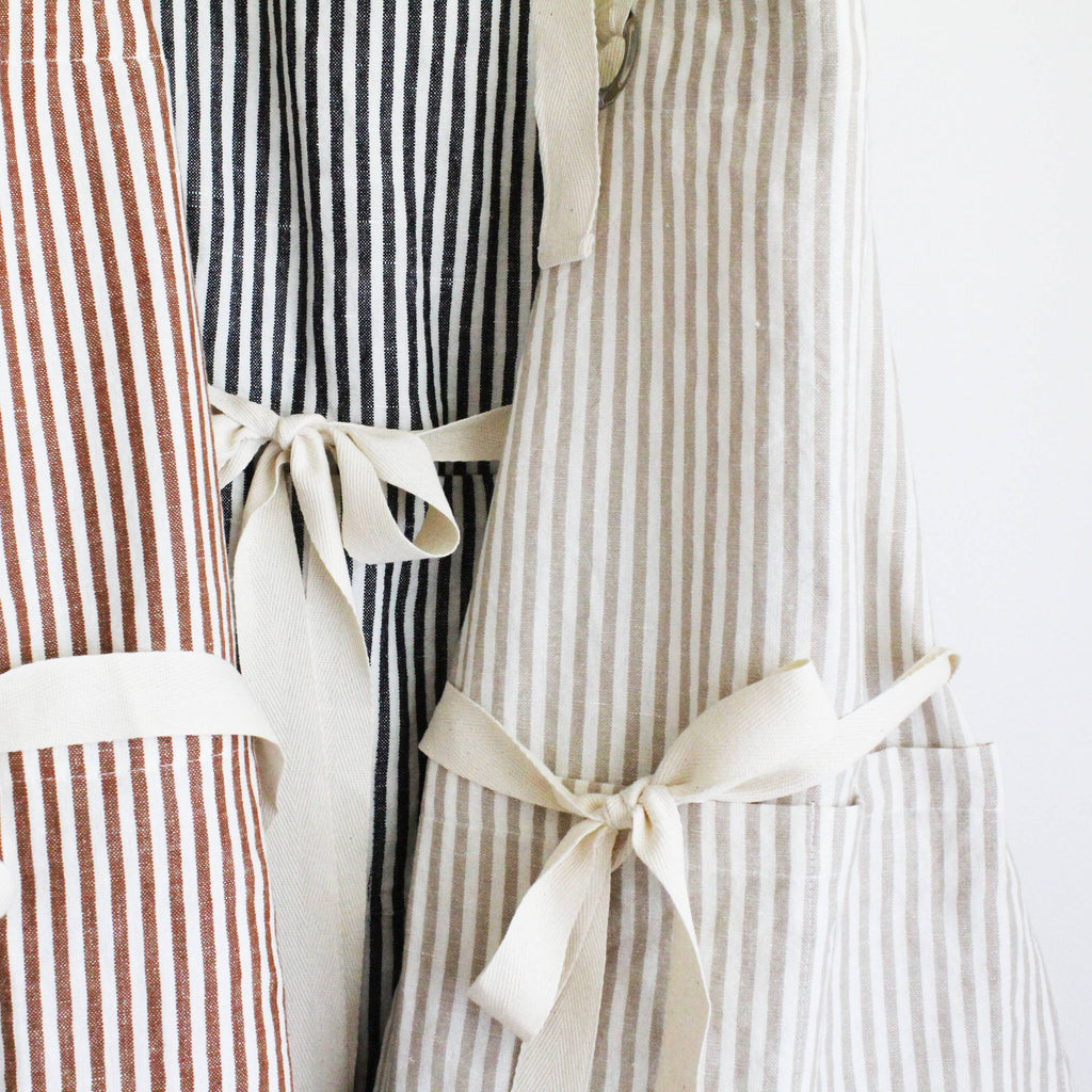 Black Ruffle Pinstripe Apron