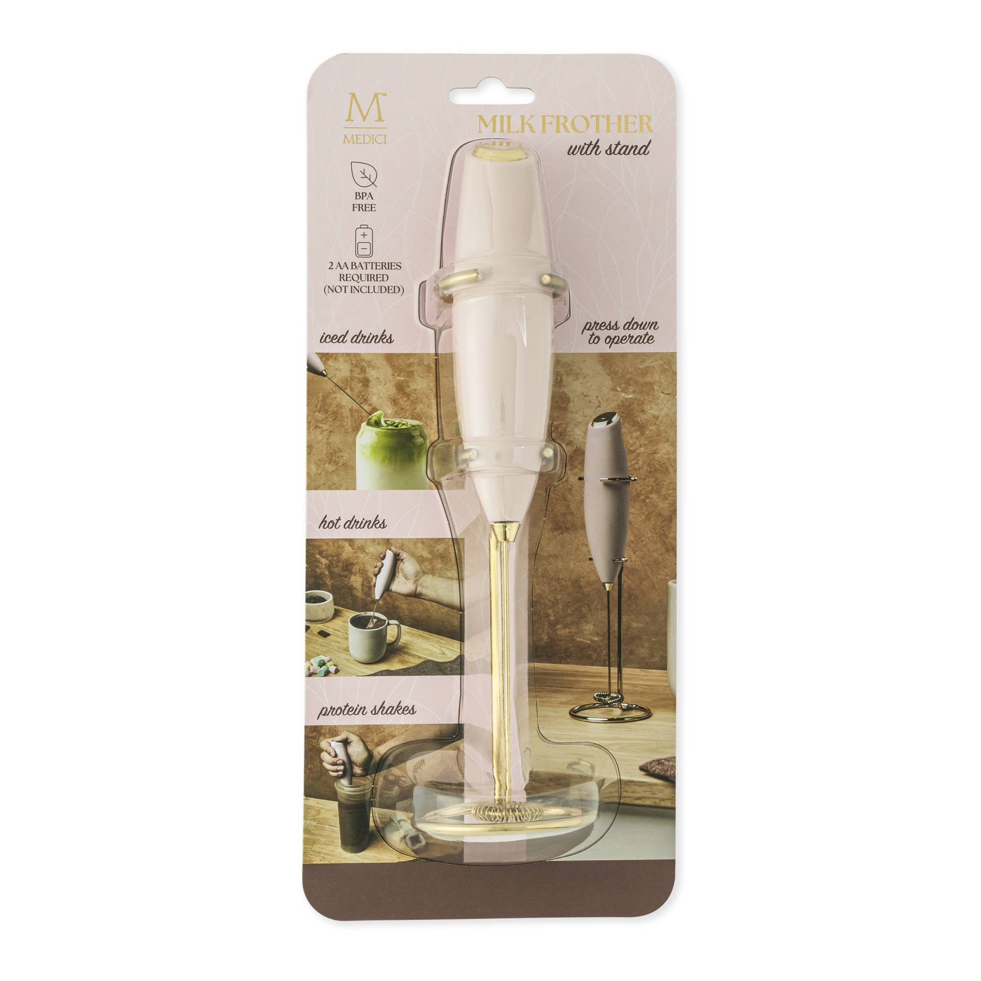 Rose Quartz & Gold | Handheld Milk Frother