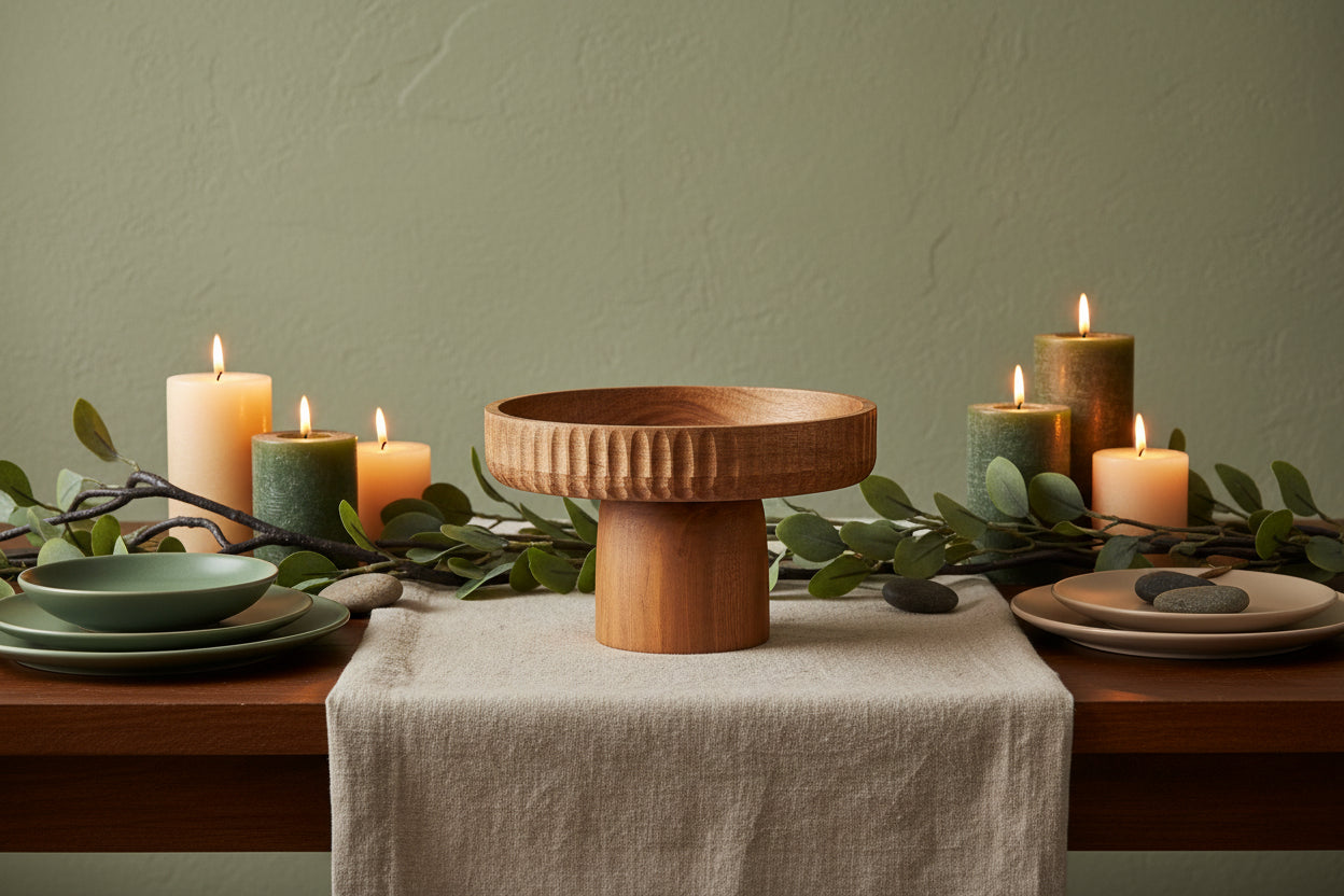 Wooden Tabletop Cottage Bloom Pedestal