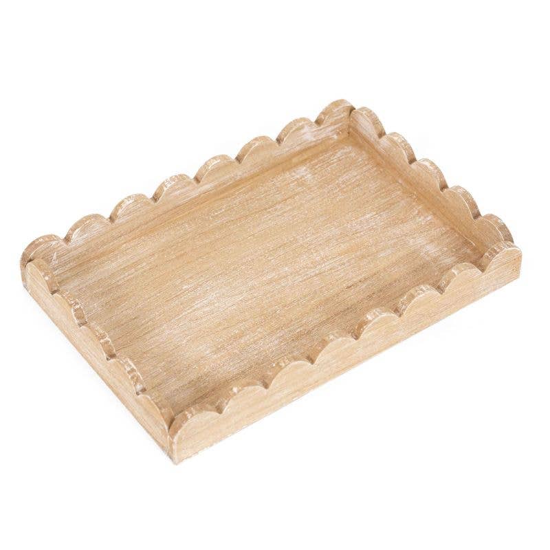 13x9x2 Scalloped Acacia Rectangle Tray